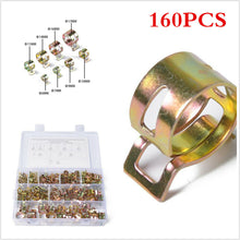 160pcs 6-17mm 8 Sizes Spring Clip Kit Universal Fit For Car Fuel Hose Water Pipe