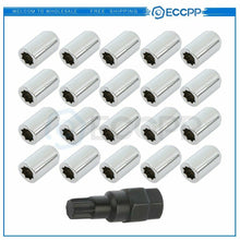 20 Pieces Wheel Lock + 1 Key Chrome M12x1.25 Fits Nissan Versa Note 2014-2019