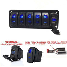 12V-24V 6 Gang Multifunction LED Rocker Switch Panel Circuit Breaker Car Boat RV