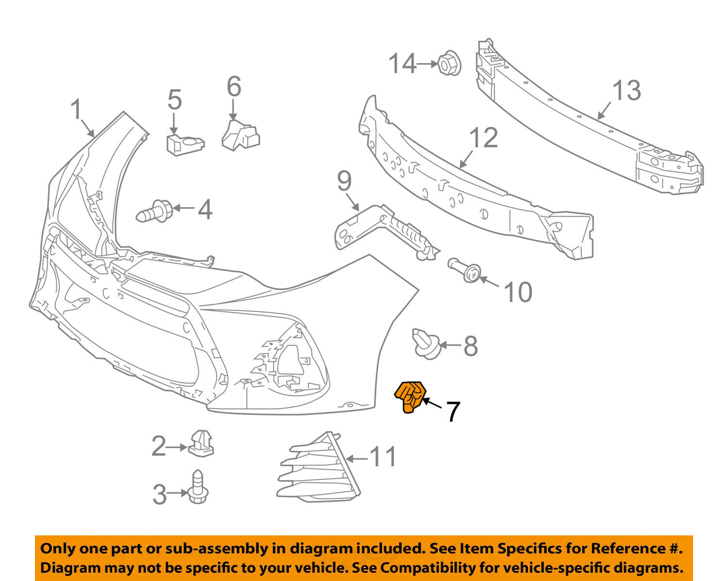 TOYOTA OEM 17-18 Corolla Front Bumper-Cover Retainer Clip or Bracket 5387902070