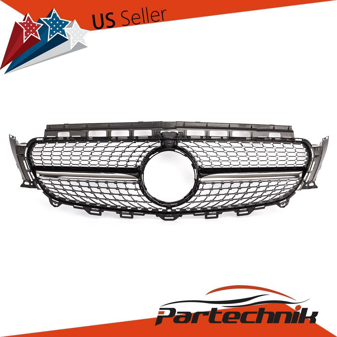 FOR Mercedes-Benz W213 2016-2018 Front Upper Black Diamond Grille W/ Camera
