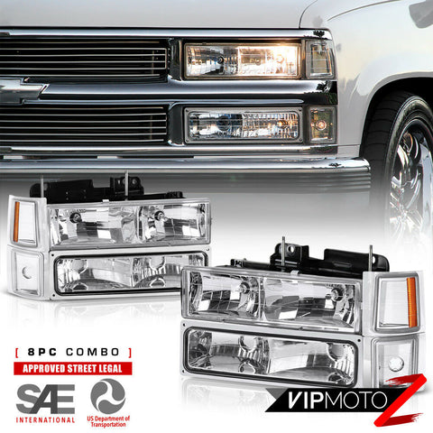 1994-1998 Chevy Silverado Suburban Tahoe CK Chrome Bumper Signal Headlight Lamps