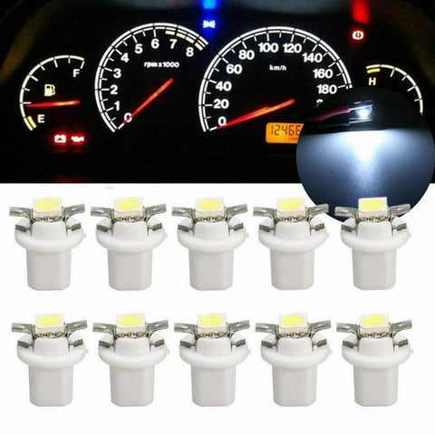 10x T5 B8.5D 5050 1SMD Car LED Dashboard Dash Gauge Instrument Light Bulbs White
