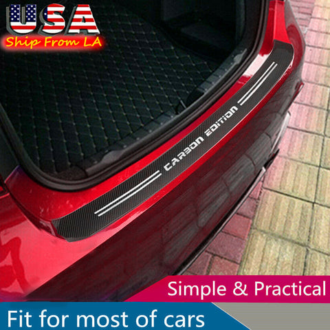 Accessories 4D Carbon Fiber Film Car Trunk Guard Plate Sticker Moulding Trim