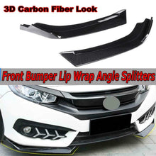 2x Carbon Fiber Style Car Front Bumper Lip Spolier For Honda Civic 4Dr 2016-2020