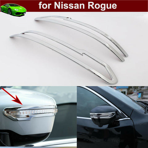 2x Rearview Side Mirror Strip Cover Mouldings Trim for Nissan Rogue 2014-2021