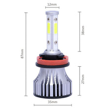 4 Sides H11 H8 H9 LED Headlight Bulbs Super Bright 6000K White High Low Beam x