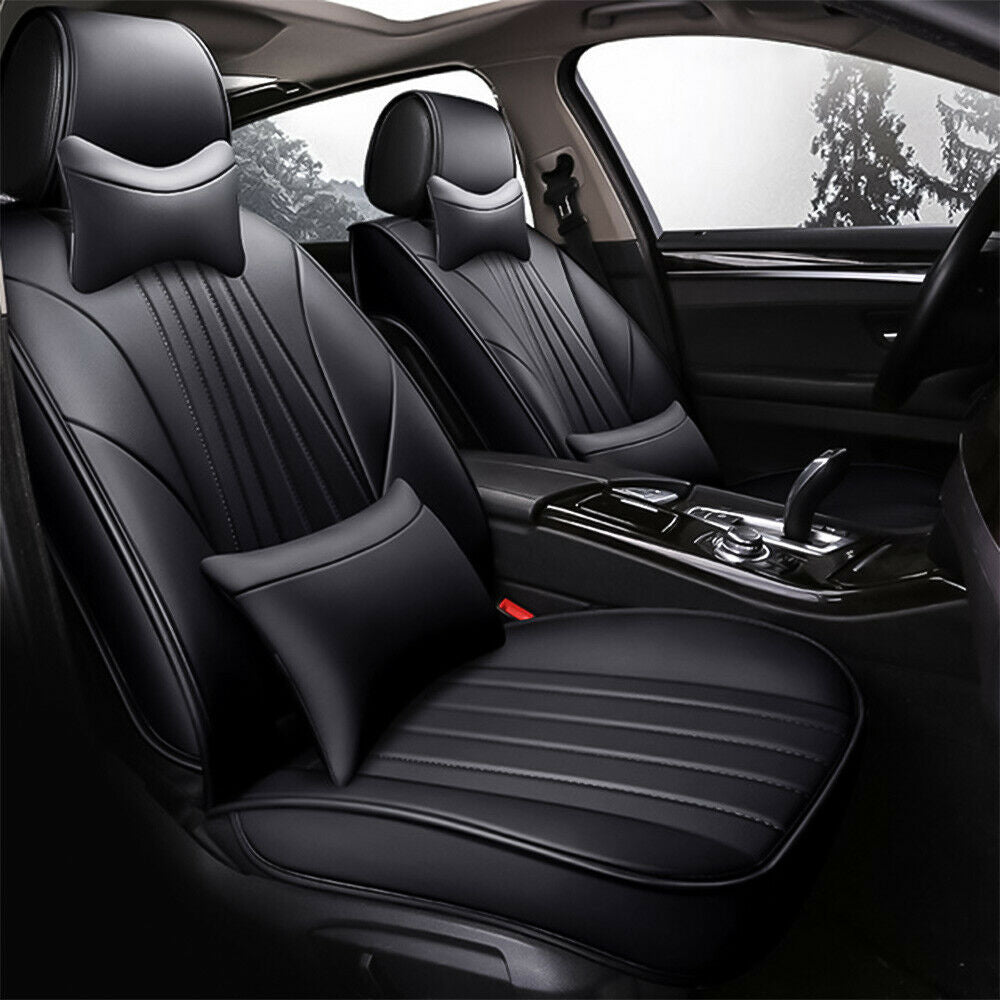 PU Leather Universal Auto Car Seat Covers Full Set 5-Seats Cushions Protector US