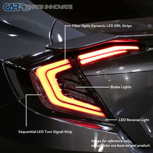 For 16-20 Honda Civic Smoke Glossy Black Tail Lights+LED DRL Sequential Signal