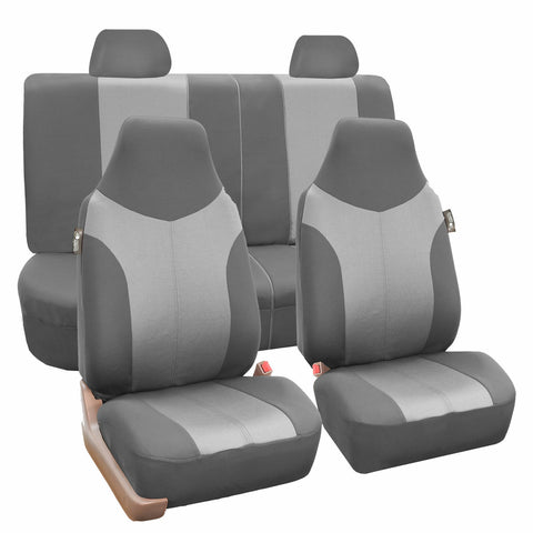 Universal Highback Seat Covers Full Set For Auto SUV Car 2 Tone Gray