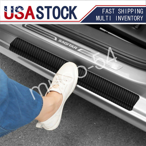 4X Accessories Car Stickers Carbon Fiber Door Sill Protector Scuff Plate Trim 6D