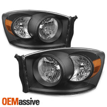 Fit 2006-2008 Dodge Ram 1500 06-09 2500 3500 Black Headlights Lights Left+Right