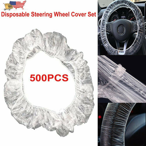 500 Pcs Disposable Plastic Steering Wheel Cover For Car Clear Plastic Protective