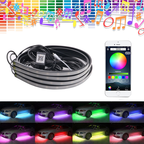 4x APP Control RGB Car LED Strip Tube Underbody Neon Light For Chevrolet