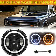 7" Projector Round LED Headlight Amber Halo DRL for Chevy C10 C20 C30 G10 G20