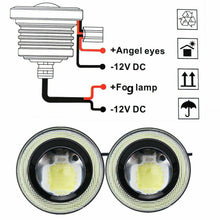 2pcs 2.5'' COB LED Projector Angel Eye Halo Ring Fog Lamp White DRL Driving Bulb