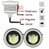 2pcs 2.5'' COB LED Projector Angel Eye Halo Ring Fog Lamp White DRL Driving Bulb