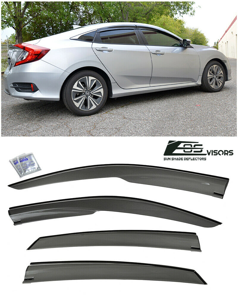 EOS Visors For 16-Up Honda Civic Sedan FC1 JDM MUGEN Side Window Rain Deflectors