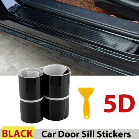 4x Carbon Fiber Car Door Welcome Plate Sill Scuff Cover 5D Sticker Anti Scratch