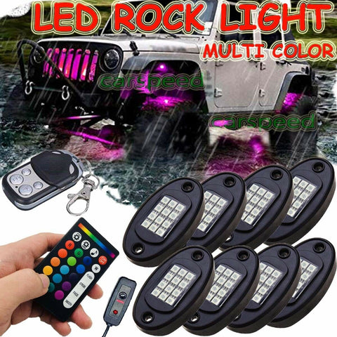 8 Pod RGB LED Rock Light Neon Glow Control Truck Car For Toyota Tundra Tacoma