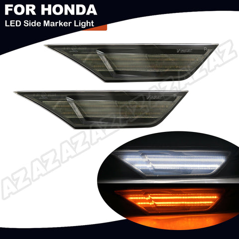 2X Switchback LED Side Marker Light Parking Lamp For Honda Civic 2016-20 Smoked