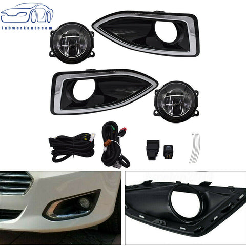 Pair Front Bumper Fog Lights Lamps Harness Switch Kit For Ford Edge 2015-18 US