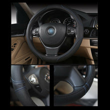 Car Steering Wheel Cover PU Leather Black&Blue Anti-Slip for 38CM/15" Cover US