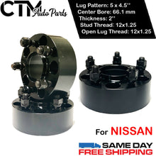 4PC 2'' THICK 5X4.5'' 66.1 HUBCENTRIC SPACER ADAPTER FIT 5LUG 12x1.25 NISSAN