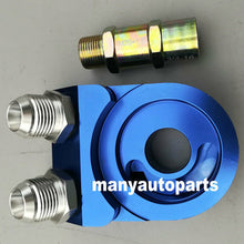 Blue Universal Aluminum Oil Cooler Kit Adapter Sandwich AN10 Fitting Turbo Plate