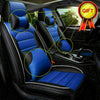 5D B&Blue PU Leather Car Seat Covers Universal Breathable Luxury Cushion Set US