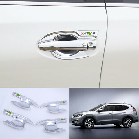 For Nissan Rogue 2014-2020 ABS Silver Car exterior outside door bowl Trim 4pcs
