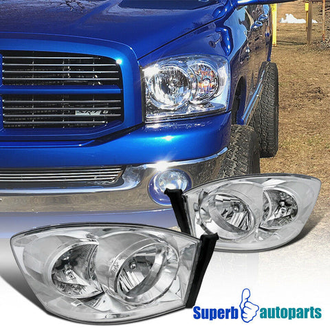 For 2006-2008 Dodge Ram Headlight Head Lamps Replacement Pair