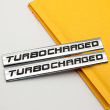 2Pcs Black Metal TURBOCHARGED Engine Emblem Fender Trunk V8 Chrome Badge Sticker