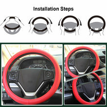 38CM Genuine Leather Car Steering Wheel Cover Breathable Hole Non-Slip Soft Grip