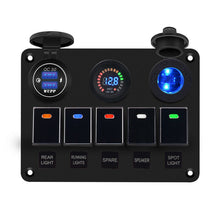 Waterproof Car Boat Rocker Switch Panel Gang w/Dual USB Socket Cigarette Lighter