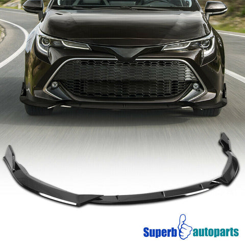 For 2019-2020 Toyota Corolla Glossy Black Front Bumper Lip Lower Spolier 3PCS