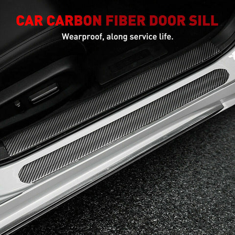 Glossy Carbon Fiber Vinyl Film Car Interior Door Sill Stickers Auto Accessories