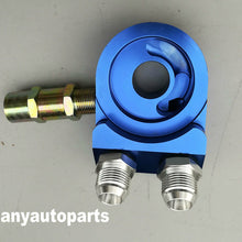 Blue Universal Aluminum Oil Cooler Kit Adapter Sandwich AN10 Fitting Turbo Plate