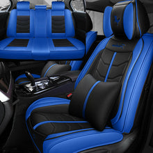 Black&Blue PU Leather Car Sit Covers Protector Universal 5-Seat Interior Set US