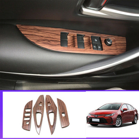 For Toyota Corolla 2019-2020 Wood grain Window lift panel switch cover trim 4PCS