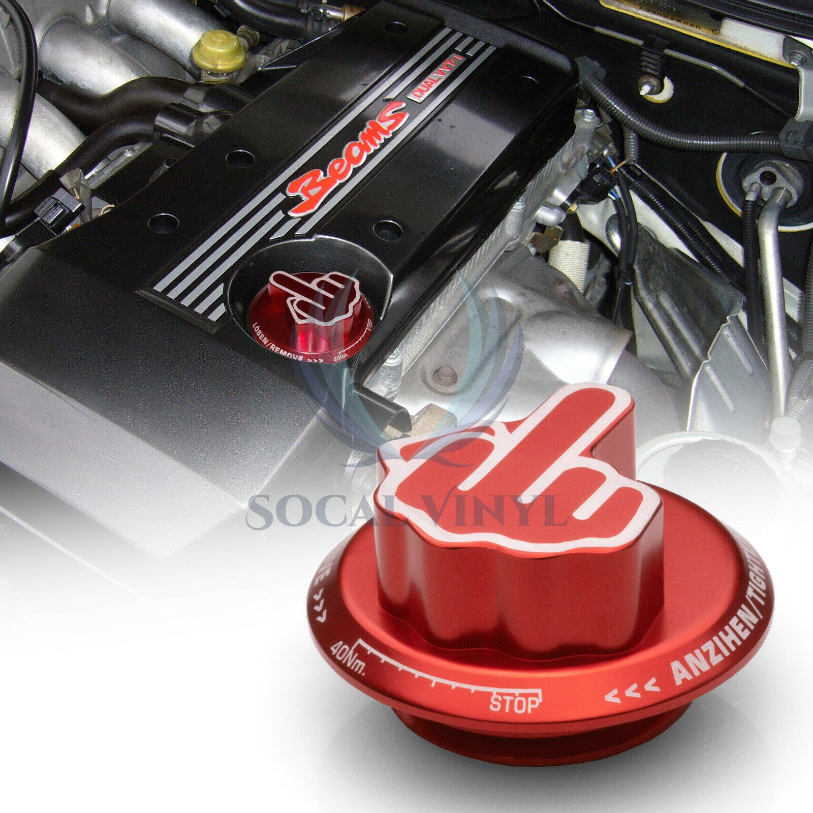 Red Middle Finger Novelty Engine Oil Filter Tank Cap Cover Aluminum For Toyota