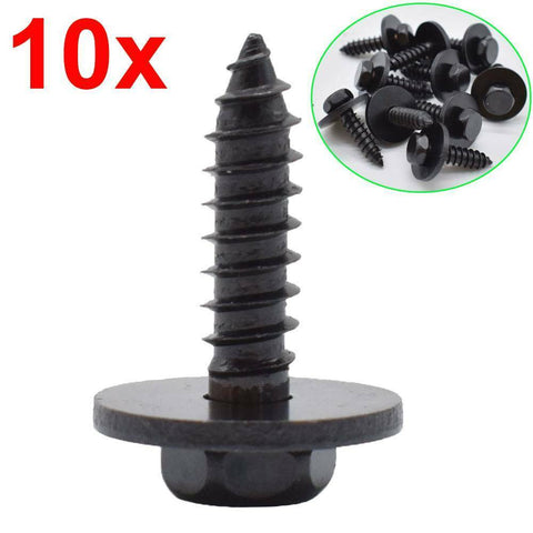 10pc 5mm License Plate Screw Screws Slotted Hex Head Self Drilling Tapping