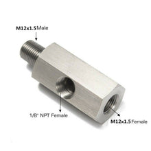 1/8" NPT To M12x1.5 Oil Pressure Sensor Tee Adapter Turbo Supply Feed Line Gauge