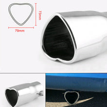 1x 63mm Silver Heart Shaped Tail Throat Exhaust Pipe Muffler Tip Car Accessories