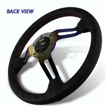 350MM Drift Titanium Red Stitched Black Leather 3-Spoke Racing Steering Wheel