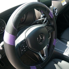 2019 Black & Purple Slip-On Style PU Steering Wheel Cover Perfect Fit Non-Slip