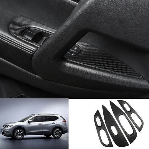 For Nissan Rogue 2014-2020 metal carbon fiber car Window lift panel switch Trim