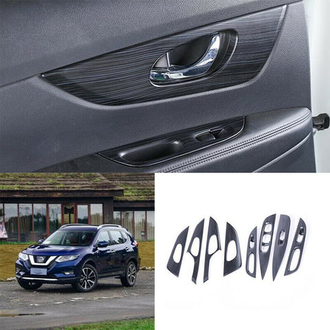 For Nissan Rogue 2014-2020 ABS Matte stripes Car Inner door lift panel Trim 8PCS