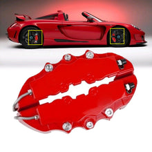 4× 3D Red Car Auto Disc Brake Caliper Covers Front & Rear Wheels Accessories Kit