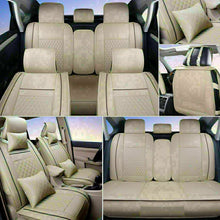 PU Leather Universal Car Seat Covers Set Protector 5-Seat Full Cushions 4-Season